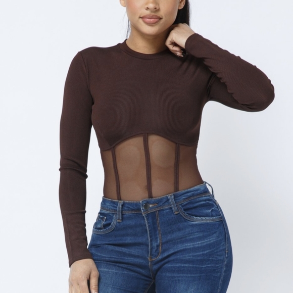 Tops - Last size!! Sheer Corset bodysuit